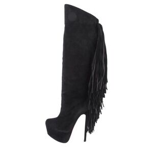 Christian Louboutin daffodil black suede fringe boots BRAND NEW NEVER WORN
